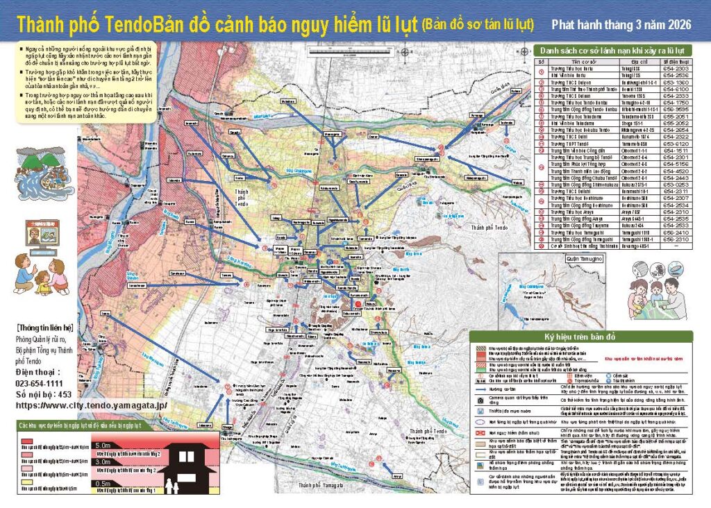天童市ハザードマップ多言語翻訳