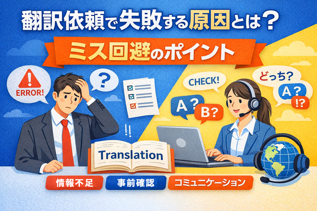 翻訳の失敗は「情報不足」「事前確認不足」「コミュニケーション不足」が主な原因です。